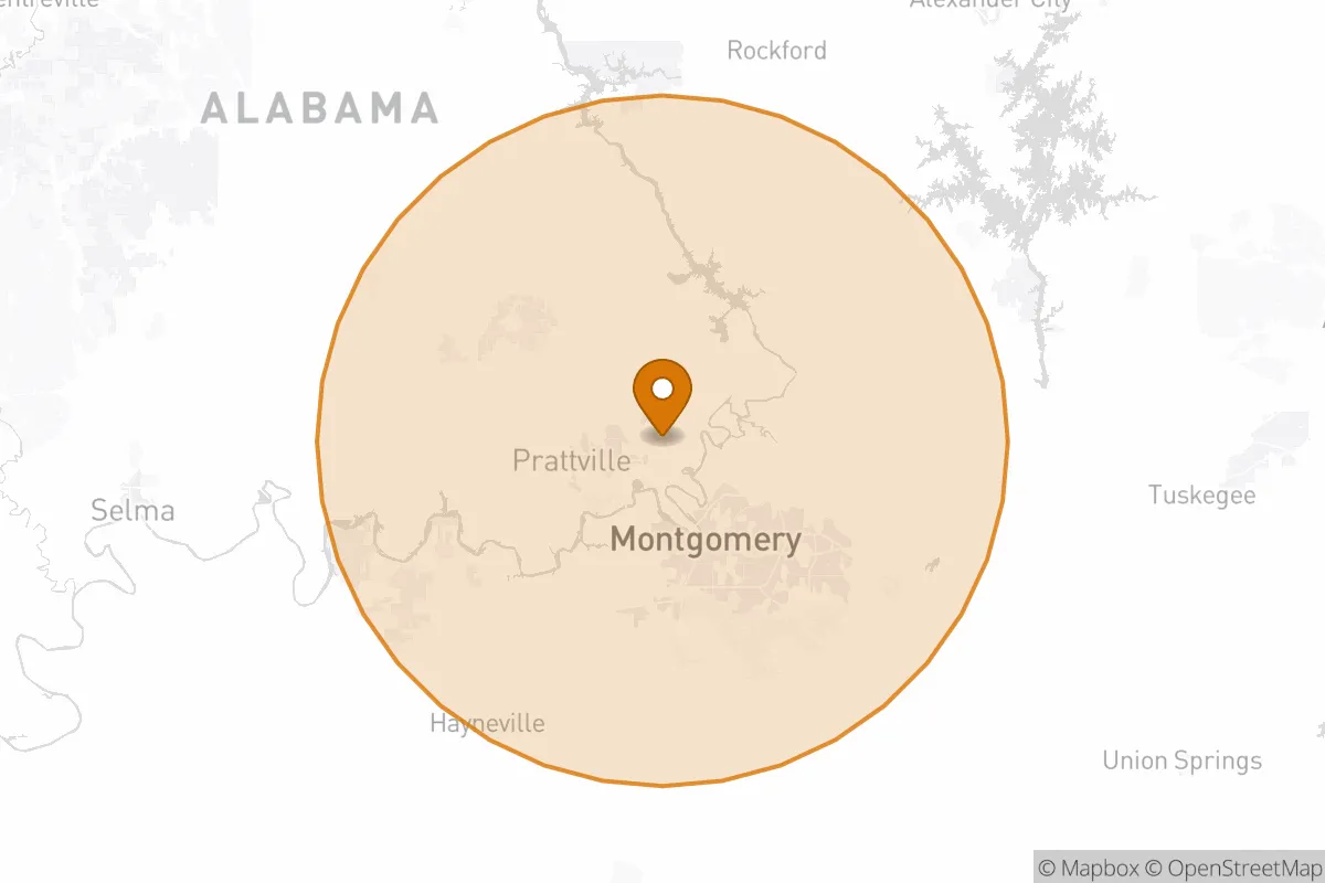 service area service area map in Millbrook, AL